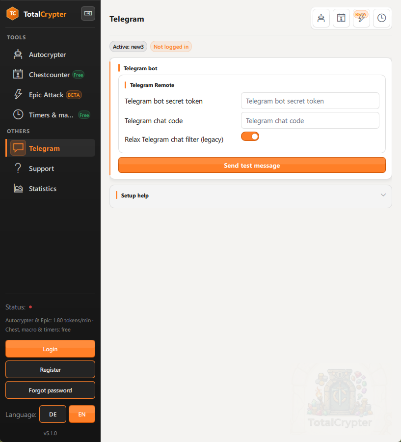 Telegram settings